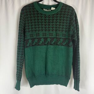 Vintage Green Patterned Men's Sweater Size:M retro Sweater